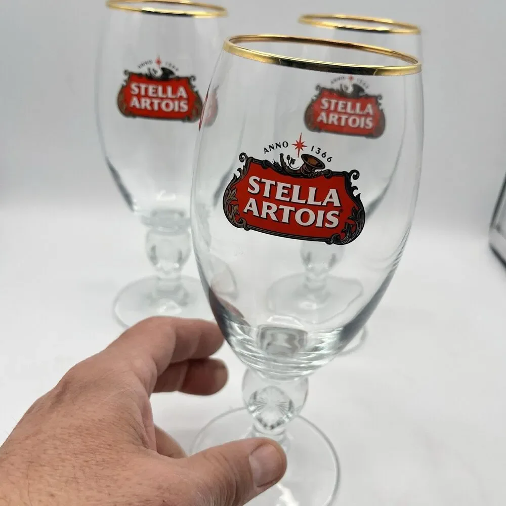 14 oz Stella Artois Belgium crystal mug beer glass 40 cl Lot of 3